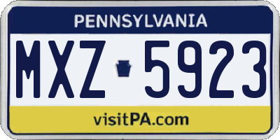PA license plate MXZ5923