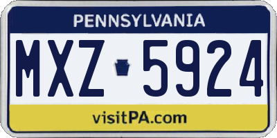 PA license plate MXZ5924