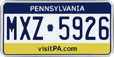PA license plate MXZ5926