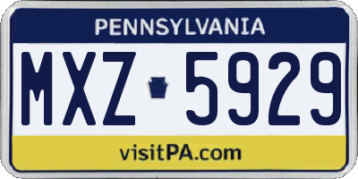 PA license plate MXZ5929