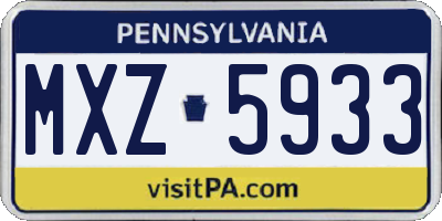 PA license plate MXZ5933