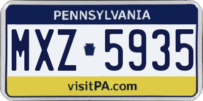 PA license plate MXZ5935
