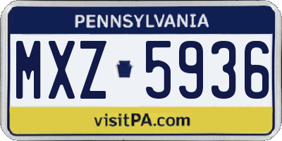 PA license plate MXZ5936