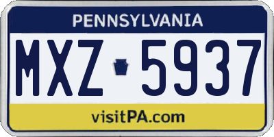 PA license plate MXZ5937