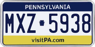 PA license plate MXZ5938