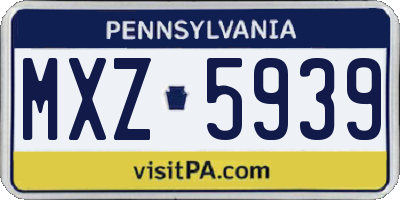PA license plate MXZ5939