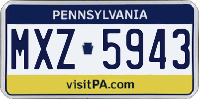 PA license plate MXZ5943