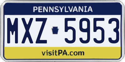 PA license plate MXZ5953