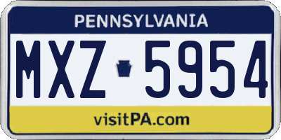 PA license plate MXZ5954