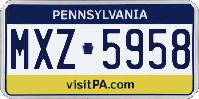 PA license plate MXZ5958