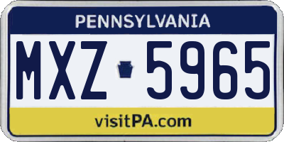 PA license plate MXZ5965