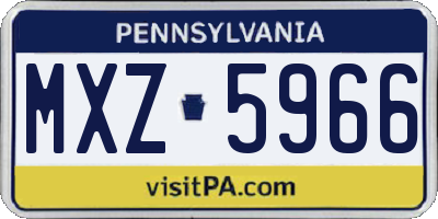 PA license plate MXZ5966