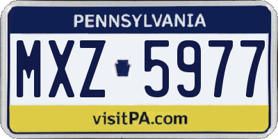 PA license plate MXZ5977
