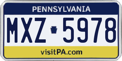 PA license plate MXZ5978