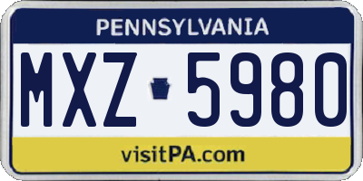 PA license plate MXZ5980