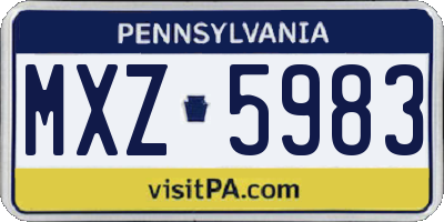 PA license plate MXZ5983