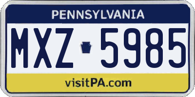 PA license plate MXZ5985