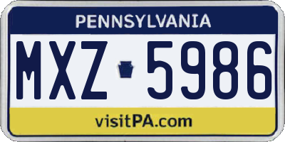 PA license plate MXZ5986