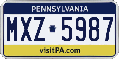 PA license plate MXZ5987