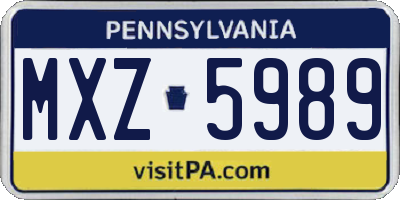 PA license plate MXZ5989