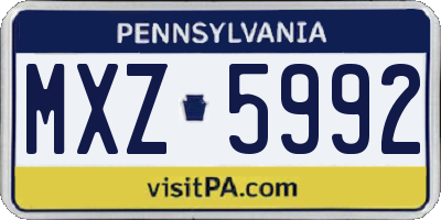 PA license plate MXZ5992