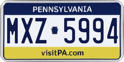 PA license plate MXZ5994