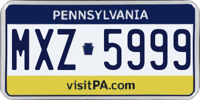 PA license plate MXZ5999