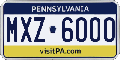 PA license plate MXZ6000