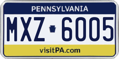 PA license plate MXZ6005