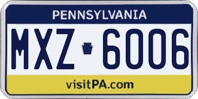 PA license plate MXZ6006