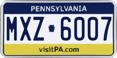 PA license plate MXZ6007