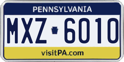 PA license plate MXZ6010