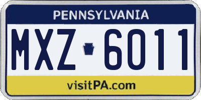 PA license plate MXZ6011