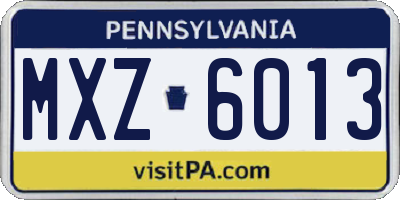 PA license plate MXZ6013