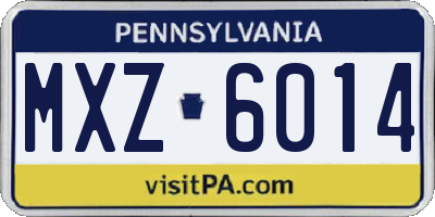 PA license plate MXZ6014