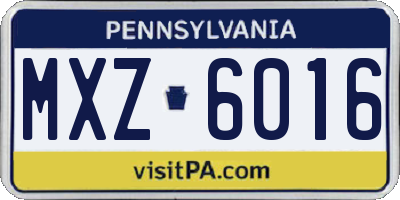 PA license plate MXZ6016