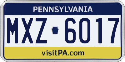 PA license plate MXZ6017