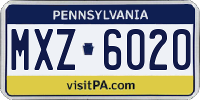PA license plate MXZ6020