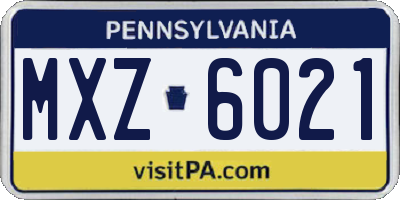 PA license plate MXZ6021