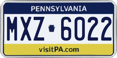 PA license plate MXZ6022
