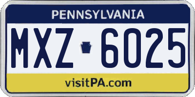 PA license plate MXZ6025