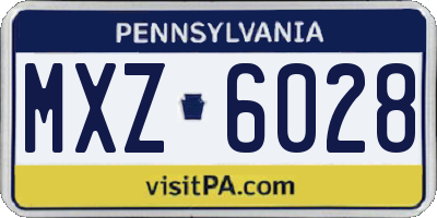 PA license plate MXZ6028