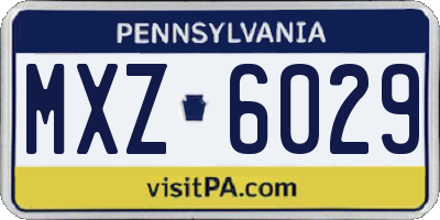 PA license plate MXZ6029