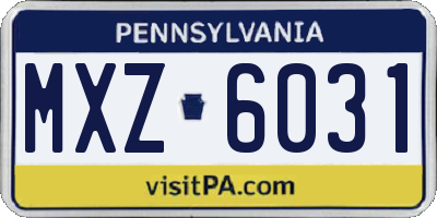 PA license plate MXZ6031
