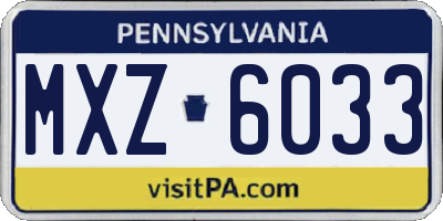 PA license plate MXZ6033