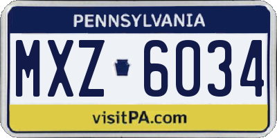 PA license plate MXZ6034