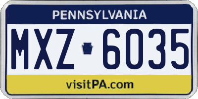 PA license plate MXZ6035