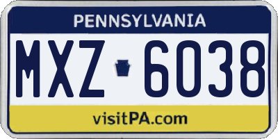 PA license plate MXZ6038