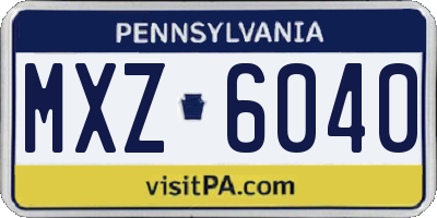 PA license plate MXZ6040