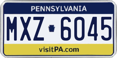 PA license plate MXZ6045